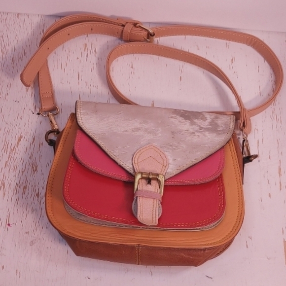 Animal Print Crossbody Saddle Bag Recycled Leather Multicolor Cowgirl Western - Picture 7 of 9